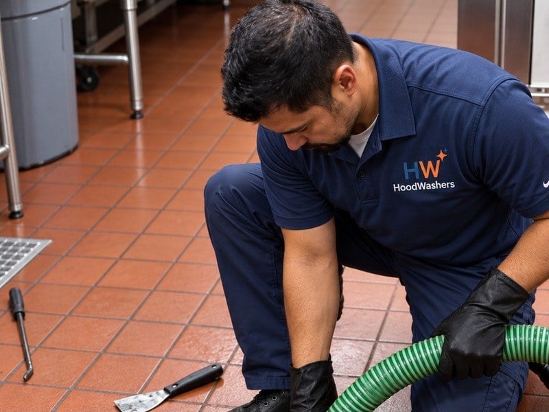 HoodWashers technician pumping an indoor grease trap